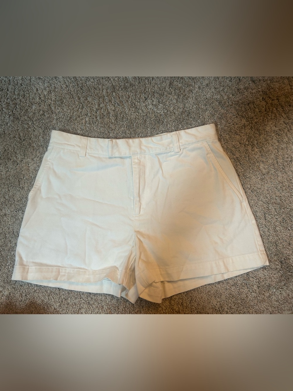 Ralph Lauren White Cotton Chino Shorts Flat Front Casual Classic Size 6